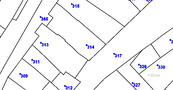 Parcela st. 314 v KÚ Šaratice, Katastrální mapa