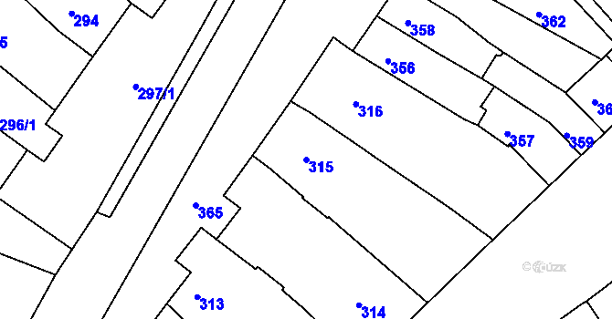 Parcela st. 315 v KÚ Šaratice, Katastrální mapa