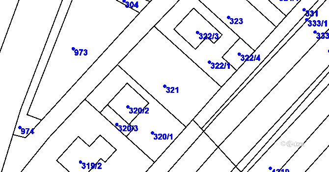 Parcela st. 321 v KÚ Šaratice, Katastrální mapa