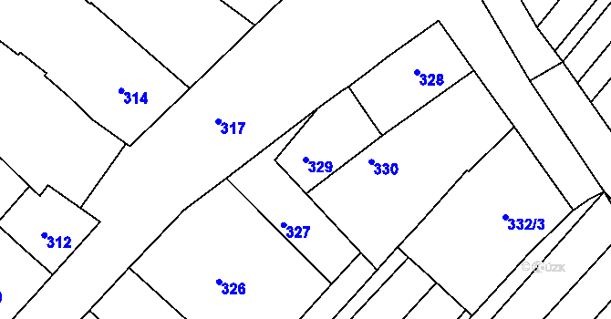 Parcela st. 329 v KÚ Šaratice, Katastrální mapa