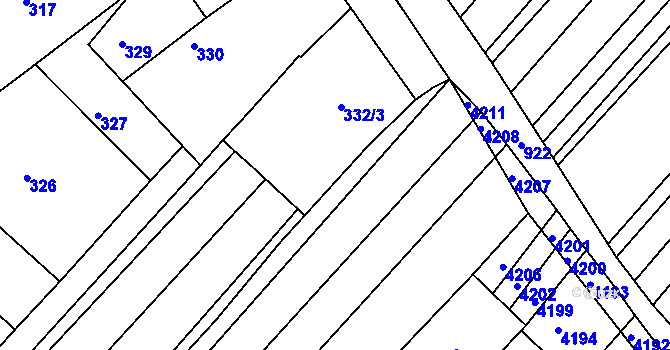 Parcela st. 332/4 v KÚ Šaratice, Katastrální mapa