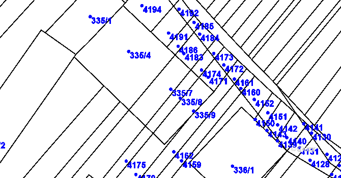 Parcela st. 335/7 v KÚ Šaratice, Katastrální mapa