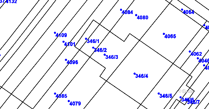 Parcela st. 346/3 v KÚ Šaratice, Katastrální mapa