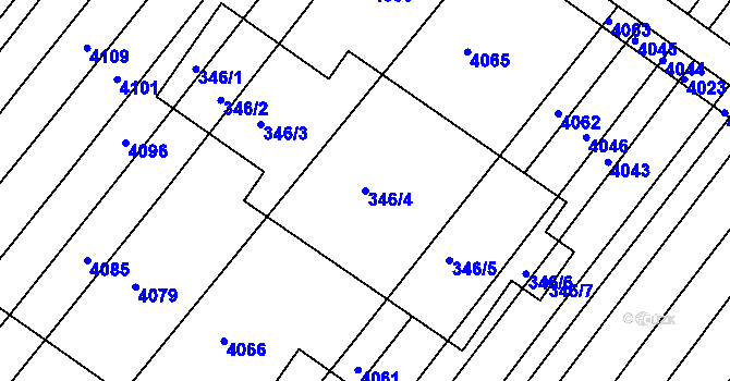 Parcela st. 346/4 v KÚ Šaratice, Katastrální mapa