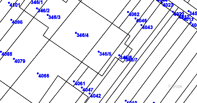 Parcela st. 346/5 v KÚ Šaratice, Katastrální mapa