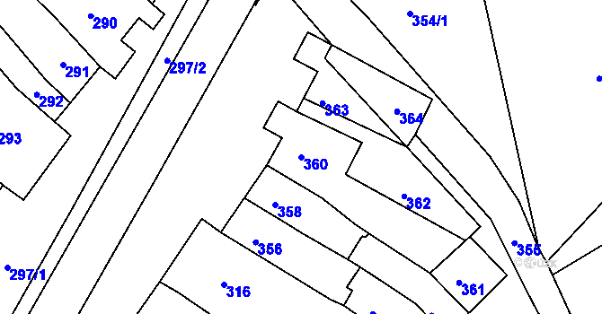 Parcela st. 360 v KÚ Šaratice, Katastrální mapa