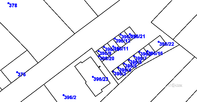 Parcela st. 396/9 v KÚ Šaratice, Katastrální mapa