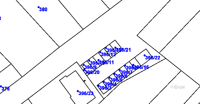 Parcela st. 396/12 v KÚ Šaratice, Katastrální mapa