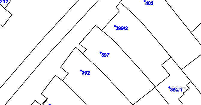 Parcela st. 397 v KÚ Šaratice, Katastrální mapa