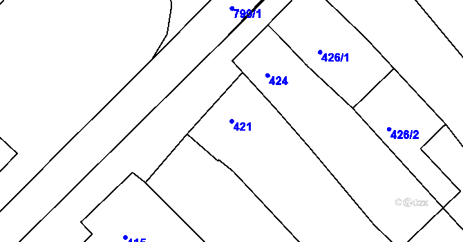 Parcela st. 421 v KÚ Šaratice, Katastrální mapa