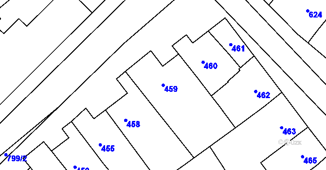 Parcela st. 459 v KÚ Šaratice, Katastrální mapa
