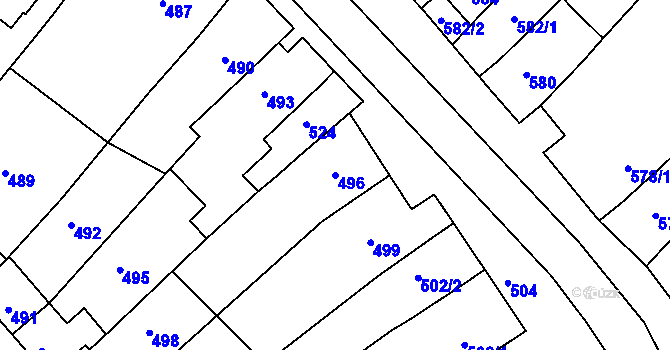 Parcela st. 496 v KÚ Šaratice, Katastrální mapa