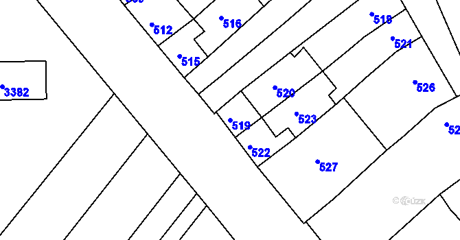 Parcela st. 519 v KÚ Šaratice, Katastrální mapa