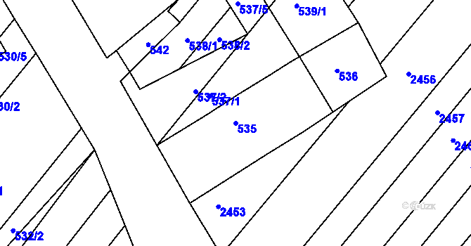 Parcela st. 535 v KÚ Šaratice, Katastrální mapa