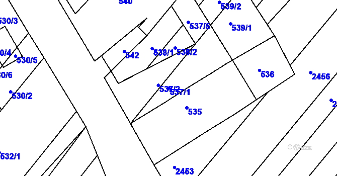 Parcela st. 537/1 v KÚ Šaratice, Katastrální mapa