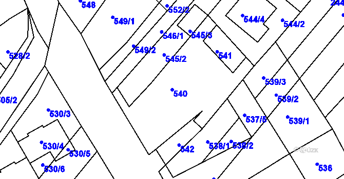 Parcela st. 540 v KÚ Šaratice, Katastrální mapa