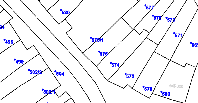 Parcela st. 576 v KÚ Šaratice, Katastrální mapa
