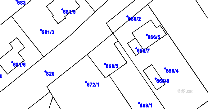 Parcela st. 668/2 v KÚ Šaratice, Katastrální mapa