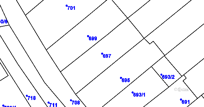 Parcela st. 697 v KÚ Šaratice, Katastrální mapa