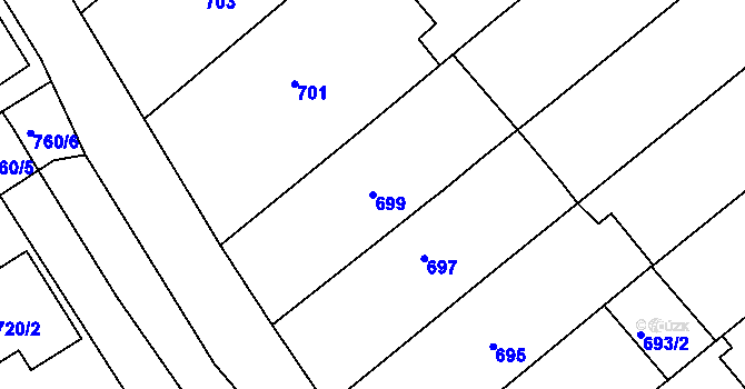Parcela st. 699 v KÚ Šaratice, Katastrální mapa