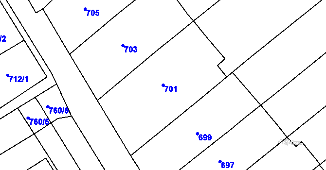Parcela st. 701 v KÚ Šaratice, Katastrální mapa