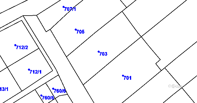 Parcela st. 703 v KÚ Šaratice, Katastrální mapa