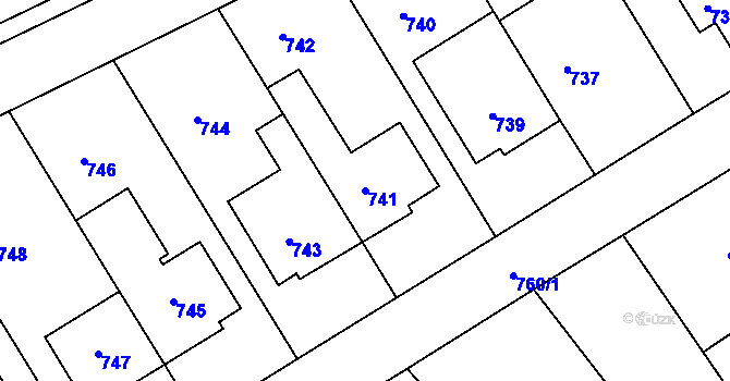 Parcela st. 741 v KÚ Šaratice, Katastrální mapa