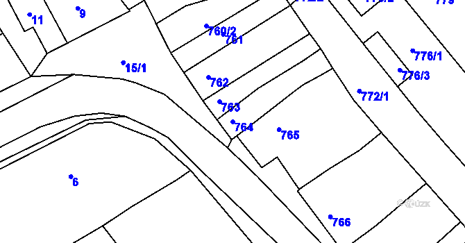 Parcela st. 764 v KÚ Šaratice, Katastrální mapa