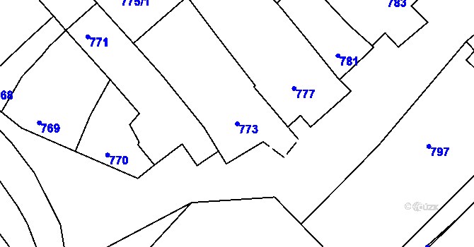 Parcela st. 773 v KÚ Šaratice, Katastrální mapa