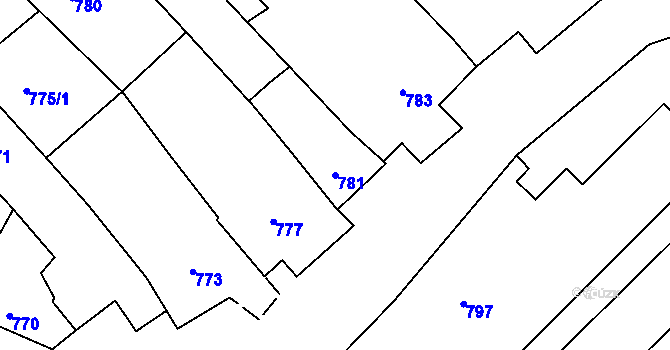 Parcela st. 781 v KÚ Šaratice, Katastrální mapa
