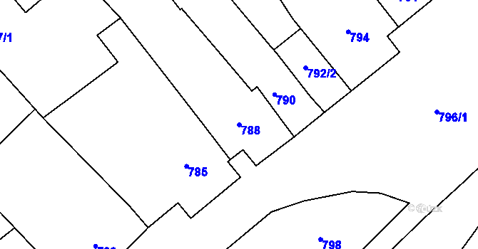 Parcela st. 788 v KÚ Šaratice, Katastrální mapa