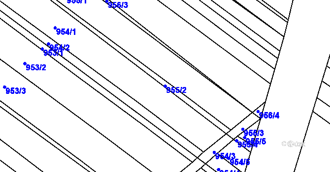 Parcela st. 955/2 v KÚ Šaratice, Katastrální mapa