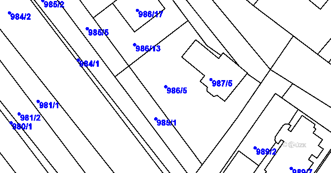 Parcela st. 986/5 v KÚ Šaratice, Katastrální mapa
