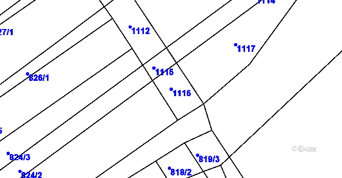 Parcela st. 1116 v KÚ Šaratice, Katastrální mapa