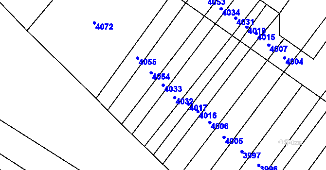 Parcela st. 4033 v KÚ Šaratice, Katastrální mapa
