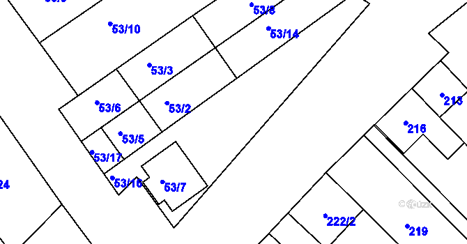 Parcela st. 53/7 v KÚ Šaratice, Katastrální mapa
