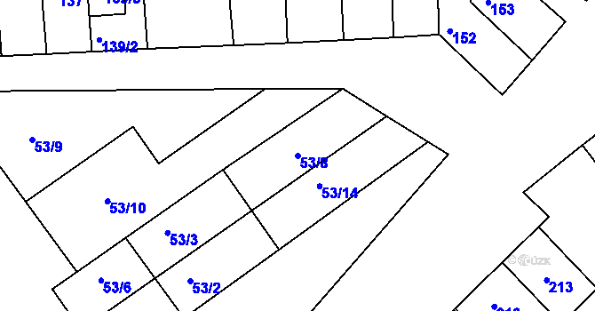 Parcela st. 53/8 v KÚ Šaratice, Katastrální mapa