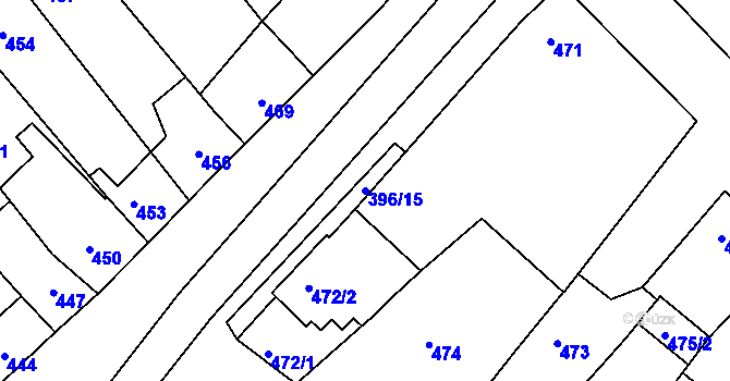 Parcela st. 396/15 v KÚ Šaratice, Katastrální mapa