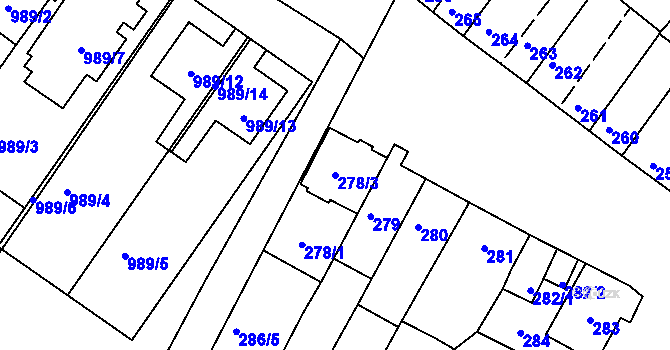 Parcela st. 278/3 v KÚ Šaratice, Katastrální mapa
