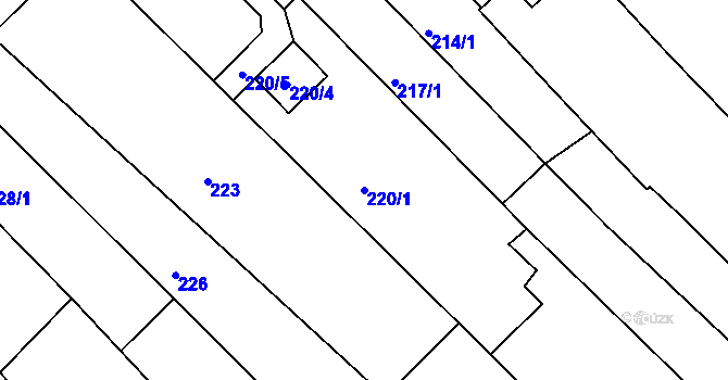 Parcela st. 220/1 v KÚ Šaratice, Katastrální mapa