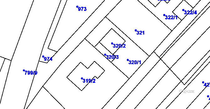 Parcela st. 320/3 v KÚ Šaratice, Katastrální mapa