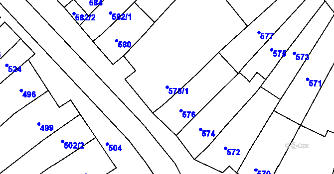 Parcela st. 578/1 v KÚ Šaratice, Katastrální mapa
