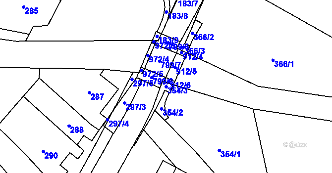 Parcela st. 354/3 v KÚ Šaratice, Katastrální mapa