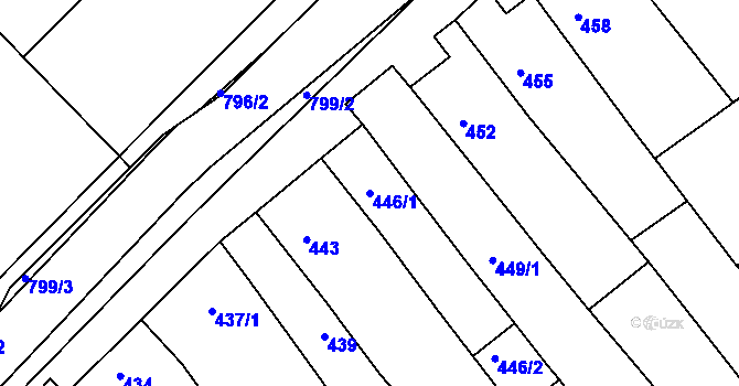 Parcela st. 446/1 v KÚ Šaratice, Katastrální mapa