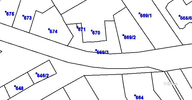 Parcela st. 669/3 v KÚ Šaratice, Katastrální mapa
