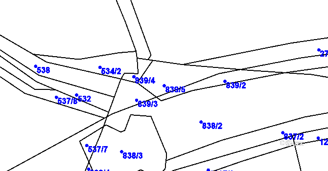 Parcela st. 839/5 v KÚ Šaratice, Katastrální mapa