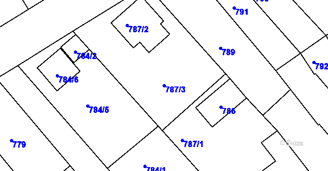 Parcela st. 787/3 v KÚ Šaratice, Katastrální mapa