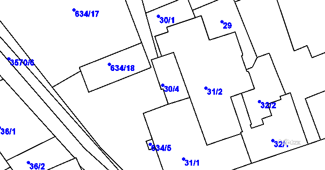 Parcela st. 30/4 v KÚ Šardice, Katastrální mapa