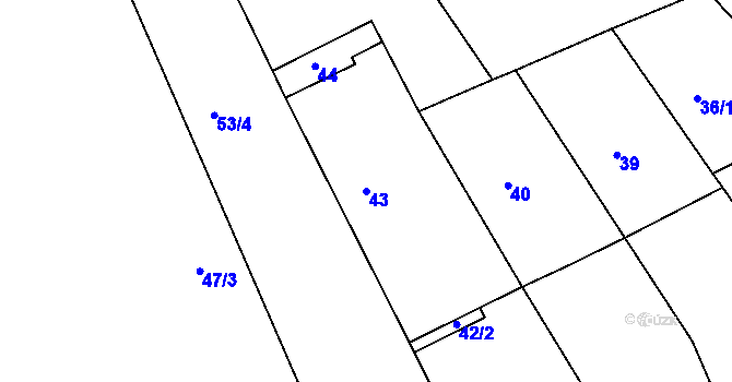 Parcela st. 43 v KÚ Šardice, Katastrální mapa