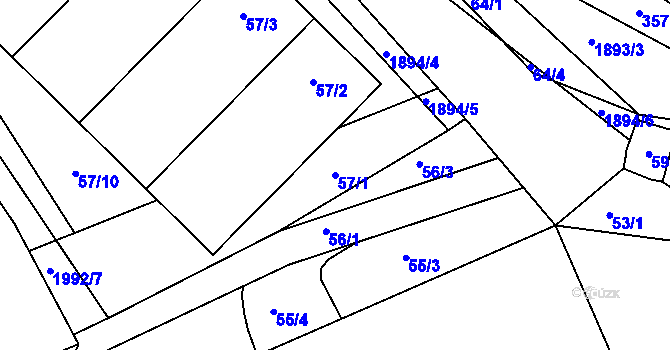 Parcela st. 57/1 v KÚ Šardice, Katastrální mapa